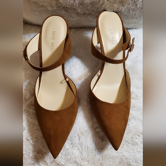 Nine West Tan Slip In Heels. Sz 11M New - Picture 3 of 10